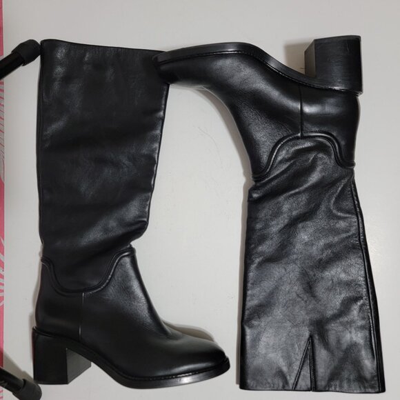 NEW Vince Fabian Knee High Boots Womens 8 Black Chic Contemporary Boho Chic - Picture 2 of 10